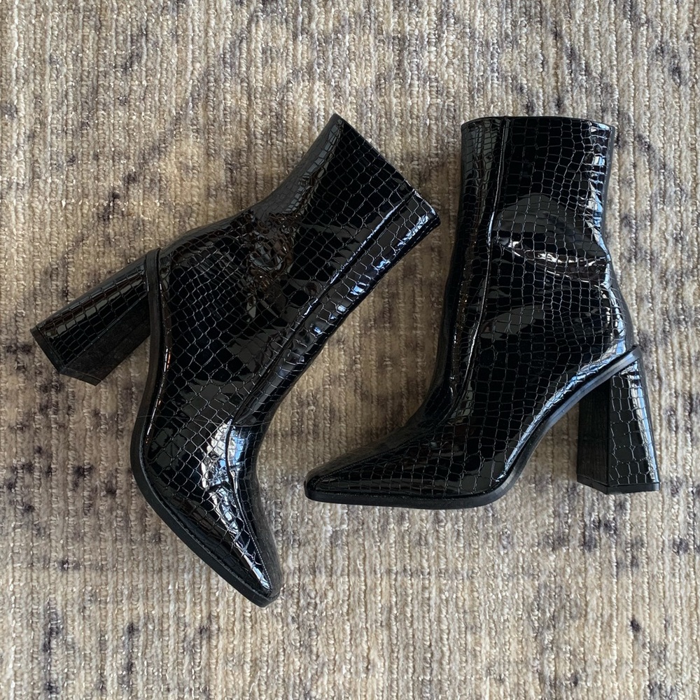 NastyGal square toe patent boots